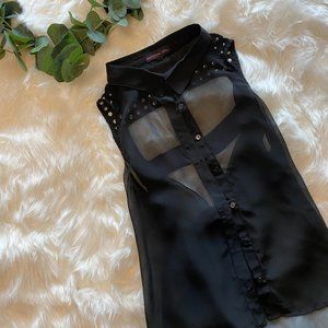 Sleeveless Studded Strappy Back Top